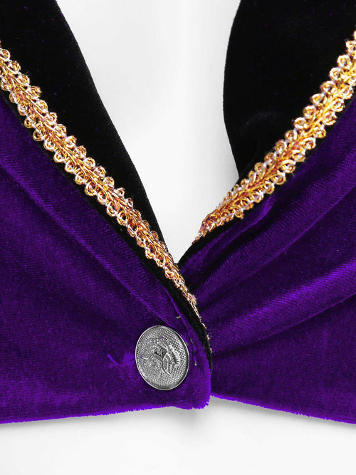 Velvet Circus Ringmaster Gold-Trimmed Swallow-Tail Blazer Coat