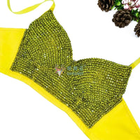 Colored Rhinestone Longline Costume Bra