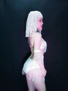 Luxury Crystal Tassel Bikini & Wig Performance Set – Premium Showgirl Stage Costume for GoGo Dancers, Nightclub DJs & Rave Outfits