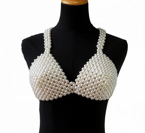 Handmade Pearl Bikini Bra Chain & Worn-Outside Body Jewelry