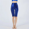 Oil Glossy High-Stretch Knee-Length Shorts Satin Shine Performance Biker Shorts