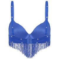 The Stardust Oasis Sirena – Sequined Tassel & Rhinestone Push-Up Belly Dance Bra Top
