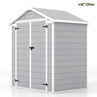 Victone 6' x 4' Plastic Outdoor Storage Shed with Floor, Resin Garden Tool shed with Windowsfor Garden, Backyard, Pool Tools