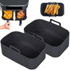 2pcs Air Fryer Silicone Tray Rectangle Oven Baking Basket Reusable Liner Insert Dish Fried Chicken for Airfryers Accessories