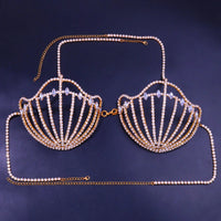 Rhinestone Shell Bra Crystal Chest Body Chain
