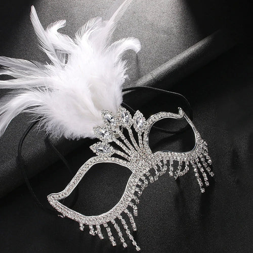 Carnival Feather Masquerade Jewelry Mask