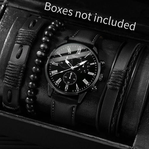 4/5PCS Fashion Men Watches Casual Male's Quartz Watch Bracelets Set Relogio Masculino Reloj Hombre（Without Box）