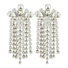 Geometric Crystal Tassel Clip-On Earrings – No-Piercing Statement Dangle Earrings for Brides, Weddings & Gala Events