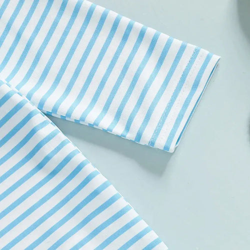 Infant Boys Girls Sun Protection Swimwear Set with Hat 2 Piece UV Rash Guard Suit Striped Zip Up Long Sleeve Crew Neck