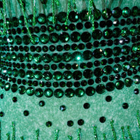 Rhinestone Tassel Mesh Performance Bodysuit