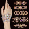 Dazzling Crystal Belly Dance Cuff Bracelet & Ring Hand Harness Jewelry
