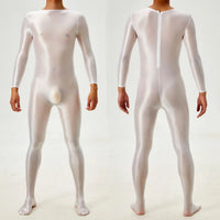 Candy Color Oil Glossy Full-Body Shaping Bodysuit Satin Smooth Leotard