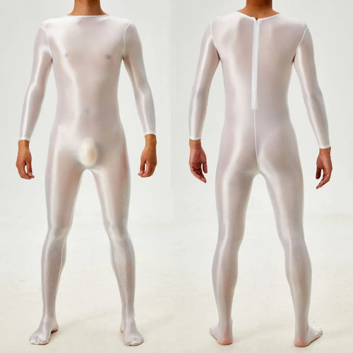 Candy Color Oil Glossy Full-Body Shaping Bodysuit Satin Smooth Leotard