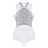 Sparkly Sequin & Fringe Dance Dress with Gloves Latin Stage Performance Costume
