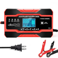 12V-24V Car Battery-Charger Full Automatic 12V 10A Digital Car Battery Charger Pulse Repair for AGM GEL WET Lead Acid
