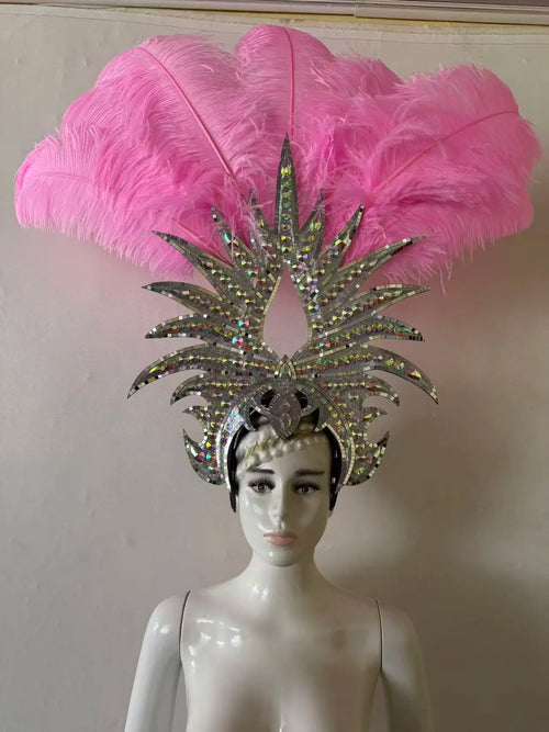 The Stardust Majestic Feather Crown – Carnival & Cabaret Stage Headdress