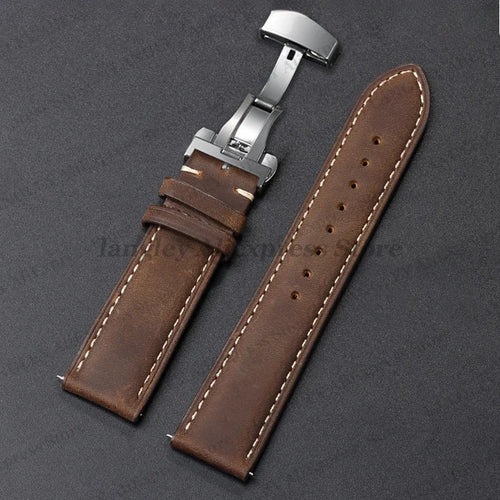 Polar Leather Watch Band For Smartwatch Genuine Calfskin Butterfly Clasp
