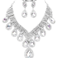 Rhinestone Drop Necklace & Earring Set