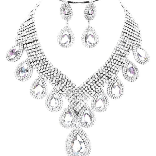 Rhinestone Drop Necklace & Earring Set