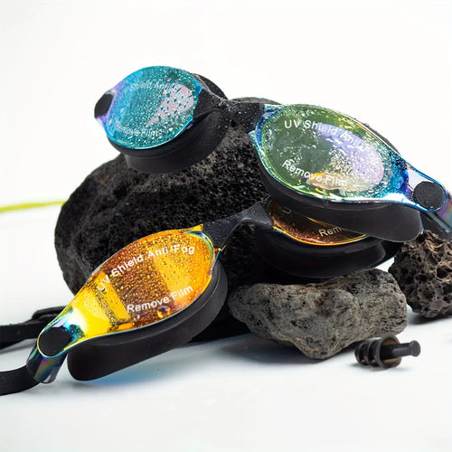 Fashion Swimming Set Goggles Earplugs Nose Clips Swim Cap Anti-Fog UV-Proof Waterproof Unisex Adult Training Essential Swimming