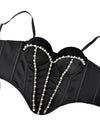 Pearl Embroidered Bustier Corset Crop Top High Street Evening Bralette