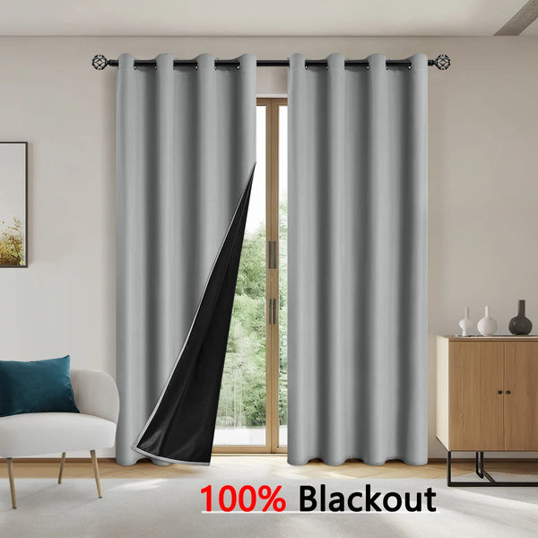 1pc Solid color full shading and sun protection 100% Blackout curtains, bedroom and living room shading curtains EzBuyCo