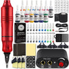 Professional Tattoo Machine Pen Kit DC Jack Rotary Tattoo Machine Gun with Power Supply Cartridge Needles Tattoo Beginner Sets