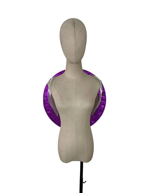 Rhinestone-Embellished Feather Backpiece Frame with Harness
