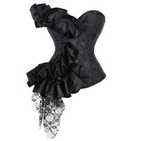 Victorian Ruffle Floral Lace Overbust Corset Bustier Body Shaper Top