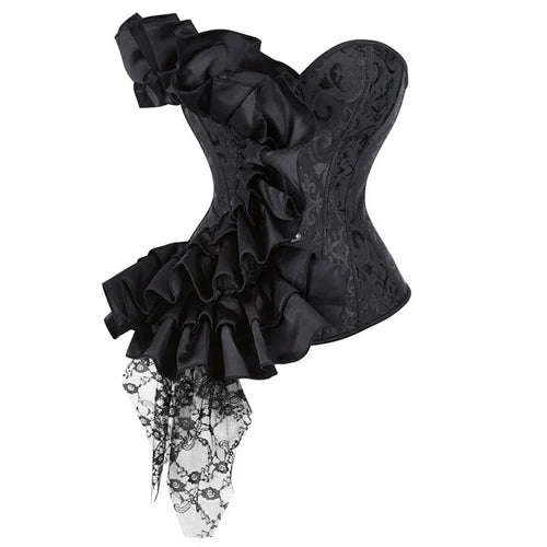 Victorian Ruffle Floral Lace Overbust Corset Bustier Body Shaper Top