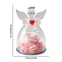Eternal Flowers Angel Rose Figurines Gifts Preserved Rose In Angel Glass Cover Mothers Day Valentine Day Gifts For Mother Women