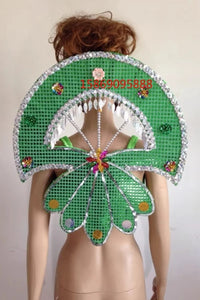 Sequined Butterfly-Style Costume Backpiece with Draped Chain