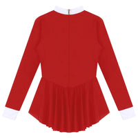 Tuxedo Bowknot Long Sleeve Ruffle Leotard Dress Magician Costume
