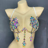 Sparkly Samba Carnival Stone Wire Bra Hand-Beaded Stage Costume Top