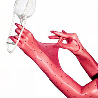 Ultra-Thin 1D Dot Oil Shiny Opera Length Gloves Sheer Glossy Performance Gloves