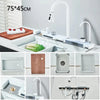 304 Stainless Steel Waterfall Kitchen Sink Large Single Slot Integrated Digital Display Faucet Set Soap Dispenser Cup Washer