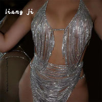 Dazzling Crystal Tassel Bra Chain & Thong Bikini Body Jewelry Set