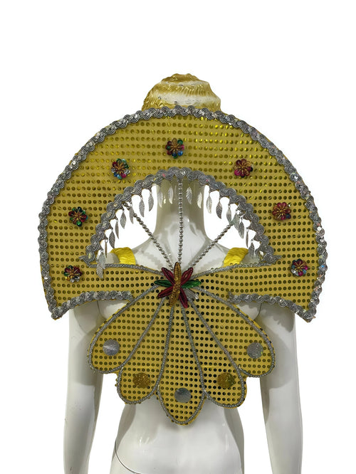 Sequined Butterfly-Style Costume Backpiece with Draped Chain