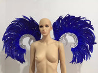 Showgirl Feather Wing Backpiece with Rhinestone Scroll Frames