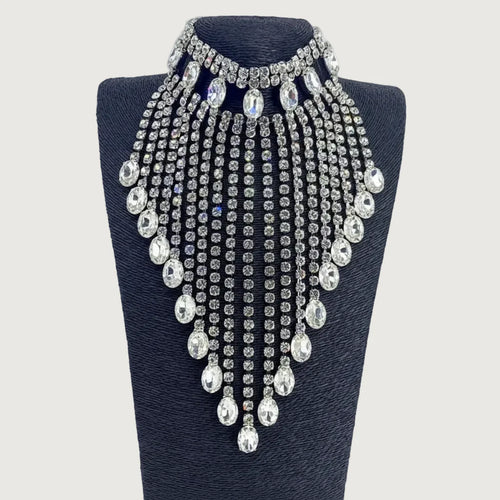 Rhinestone Tassel Fringe Necklace