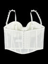 Pearl & Rhinestone Embroidered Bustier Corset Crop Top High Street Bralette