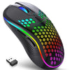 2.4G Wireless Gaming Mouse RGB Lighting Charging Mouse  with Adjustable DPI Ergonomic Honeycomb Design for Desktop Laptop