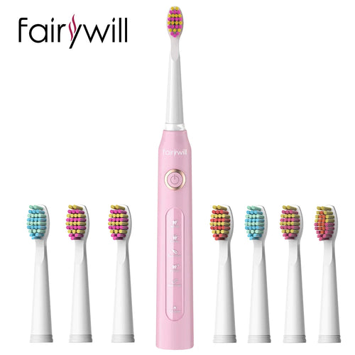 Fairywill FW-507 Electric Sonic Toothbrush - USB Rechargeable, Waterproof, Replacement Heads