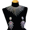 Rhinestone Tassel Necklace & Earring Set
