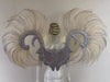 Showgirl Feather Wing Backpiece with Rhinestone Scroll Frames