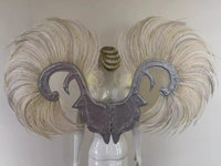 Showgirl Feather Wing Backpiece with Rhinestone Scroll Frames