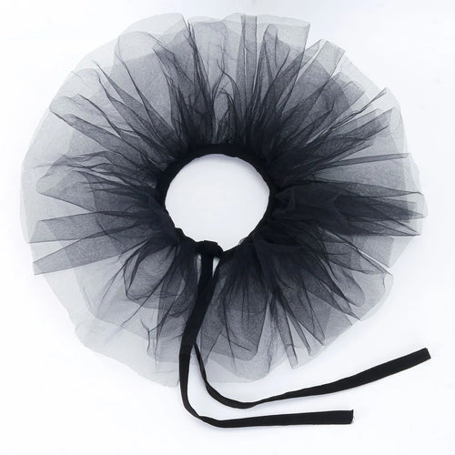 Fluffy Mesh Clown Ruff Collar & Vintage Masquerade Circus Costume Accessory