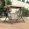 3 Seat Deluxe Outdoor Patio Porch Swing with Weather Resistant Steel Frame Adjustable Tilt Canopy Beige Easy to Assemble