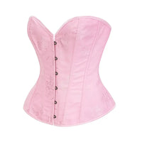 Victorian Floral Jacquard Overbust Corset Front Busk Lace-Up Bustier Top