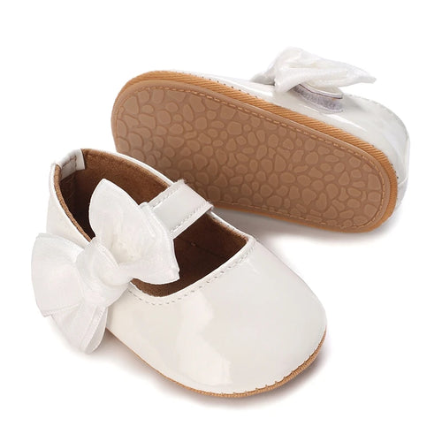 Adorable Baby Girls Bowknot Decor Soft Sole Flats Shoes with Non-Slip Bottoms for First Steps in Summer Princess Style